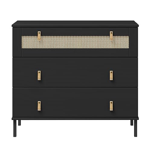 Woodroom | Valencia - Sideboard | Kiefer massiv lackiert | 90x80x40 cm | Kommode, Schrank (Schwarz) von Woodroom