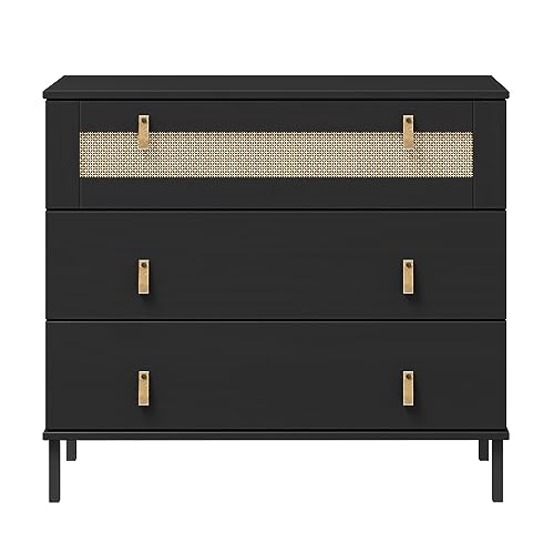 Woodroom Valencia - Sideboard Kiefer massiv lackiert 90x80x40 cm Kommode Schrank schwarz von Woodroom