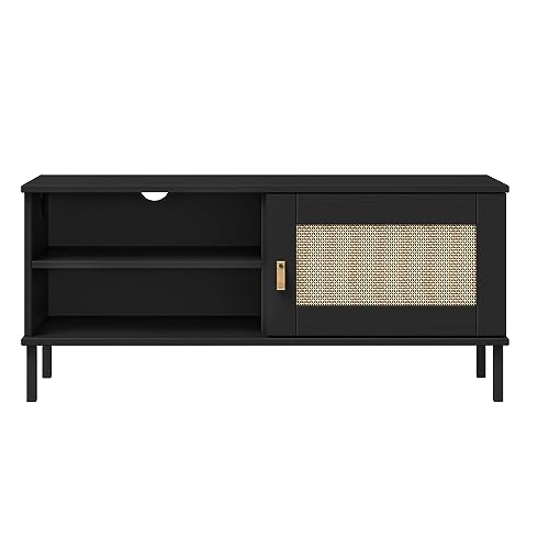 Woodroom | Valencia - TV-Lowboard | Kiefer massiv lackiert | 105x47x40 cm | TV-Board, TV-Schrank, TV-Ständer (Schwarz) von Woodroom