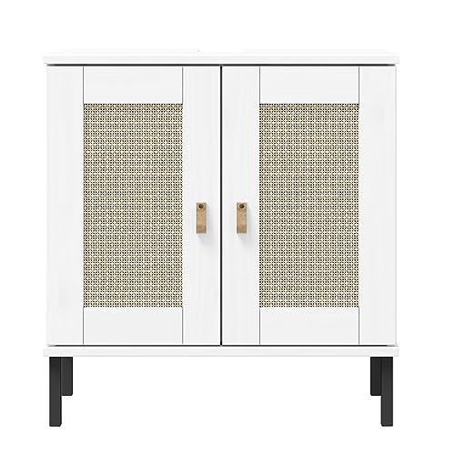 Woodroom | Valencia - Waschbeckenunterschrank | Kiefer massiv lackiert | 62x65x40 cm | Unterschrank, Midischrank, Badezimmerschrank (Weiß) von Woodroom