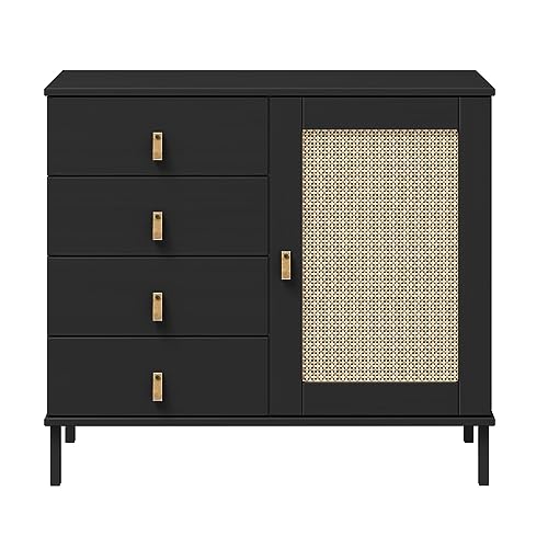 Woodroom | Valenica - Sideboard | Kiefer massiv lackiert | 90x80x40 cm | Kommode, Schrank (Schwarz) von Woodroom