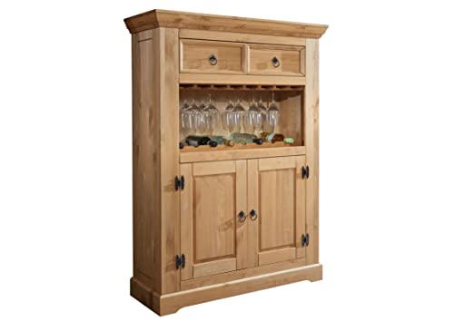 Woodroom Visby Barschrank, Kommode, Massivholz, Eichefarben, 108x152x42 cm von Woodroom