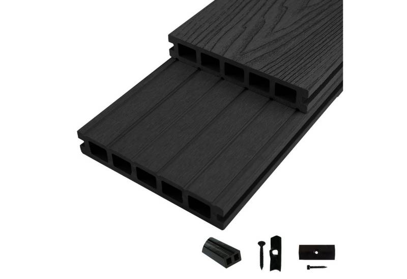 Woodstore24 Terrassendielen WoodoMykonos WPC Hohlkammerdiele in 3D-Holzoptik anthrazit, (anthrazit, 2,4m L x 14,5cm B x 2,5cm Stärke, Bodenbelag Komplettset mit Unterkonstruktion), Holzoptik, Klicksystem, Außenbereich, Gastronomie geeignet, wetterfest Woodstore24 Terrassendielen WoodoMykonos WPC Hohlkammerdiele in 3D-Holzoptik anthrazit, (anthrazit, 2,4m L x 14,5cm B x 2,5cm Stärke, Bodenbelag Komplettset mit Unterkonstruktion), Holzoptik, Klicksystem, Außenbereich, Gastronomie geeignet, wetterfest von Woodstore24