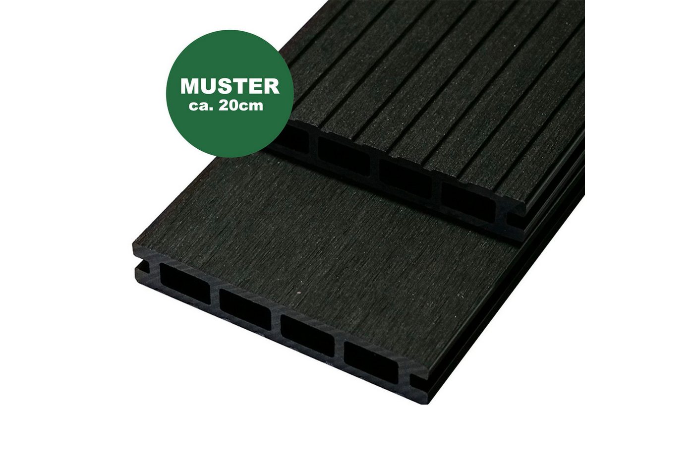 Woodstore24 Terrassendielen WoodoRhodos WPC Diele für Terrasse und Balkon mit Clipsystem anthrazit, (2,4m L x 12cm B x 2cm Stärke, Bodenbelag Komplettset mit Unterkonstruktion), Holzoptik, Klicksystem, Außenbereich, Gastronomie geeignet, wetterfest von Woodstore24