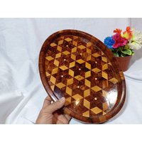 Amazing Tray Thuya Wood Handmade Morocco, Size 14"×10×3" , Made Of Wood, With Inlaid Pearl von Woodthuya1999