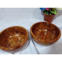 Handcrafted Burl Wood Bowl Set Of 2 Pcs, Personalized Salad Bowl, Fruit Bowl, Dips Amazing Thuya Handmade Morocco von Woodthuya1999