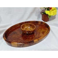 New 2022 Amazing Tray Oval, Tray Wood Handmade Morocco, | Size 14"×10×3" , Wood, | Bowl 4"×2" Made Of Thuya Burl von Woodthuya1999