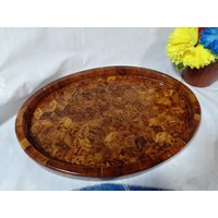 Wooden Burl Tray Shape Oval, Size 14"×10" Made Of Quality Thuya Wood Handmade Morocco von Woodthuya1999