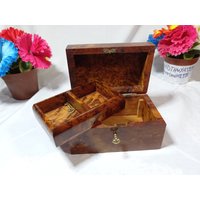 Wooden Jewelry Box Made Of Wooden Thuya Burl Lockable Handmade Chest Storage Level, Large Organizer Box, Decorative Lock von Woodthuya1999