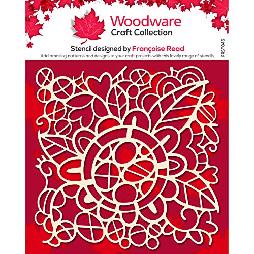 Woodware FRST045 Stencil Francoise Collection – Flower Doodle – Schablone, Holz, Durchsichtig, 6.8 x 6.8 inches von Woodware