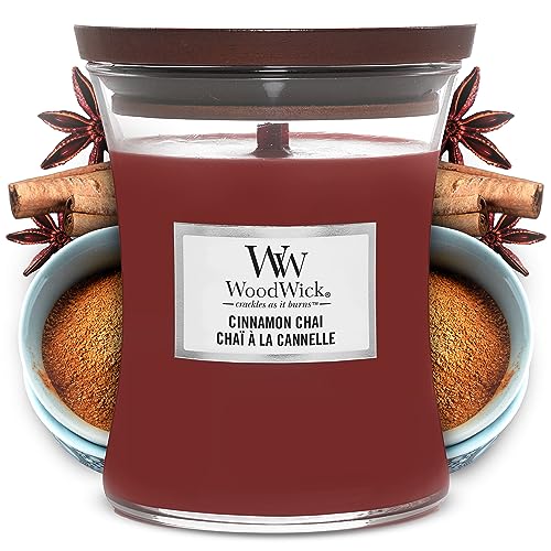 WoodWick mittelgroße Duftkerze im Sanduhrglas mit knisterndem Docht | Cinnamon Chai | Brenndauer bis zu 60 Stunden WoodWick mittelgroße Duftkerze im Sanduhrglas mit knisterndem Docht | Cinnamon Chai | Brenndauer bis zu 60 Stunden von WoodWick