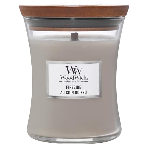 WoodWick Duftkerze mit knisterndem Docht, Mini-Sanduhr-Kerze Fireside, bis zu 20 Stunden Brennzeit, Perfekte Geschenke für Frauen von WoodWick