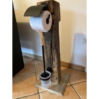 Wc-Garnitur Toilettenpapierhalter Eichenbalken Altholz von WoodworkinngMeyer