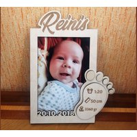 Personalisierter Bilderrahmen, Personalisiertes Neues Babyfoto, Gravur Holz Neugeborene Geschenkidee, Baby Shower Geschenke, Gastgeschenke von WoodyCraftLV