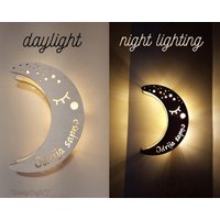 Personalisiertes Halbmond Nachtlicht. Custom Holz Geschenk Zur Babyparty. Beleuchtung Im Kinderzimmer. Kinderzimmer Dekoration Personalisiertes Halbmond Nachtlicht. Custom Holz Geschenk Zur Babyparty. Beleuchtung Im Kinderzimmer. Kinderzimmer Dekoration von WoodyCraftLV
