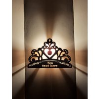 Prinzessin Krone Nachtlicht Mädchenzimmer Tiara Motivlicht Holz Nachtleuchten Baby Kinderzimmer Lampe Shower Geschenke Idee von WoodyCraftLV