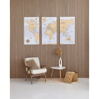 Holz Weltkarte Wand Kunst Reise Karte Push Pin Wandbehang, Set Von 3 Stück Für 5. Jahrestag Geschenk Und Neues Zuhause Geschenk, Ideal Wohnung Dekor von WoodyWoodUA