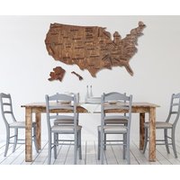 Landkarte Der Usa, Große Aus Holz, Wandbild, Usa Map, Wanddeko, Wandbild von WoodyWoodUA