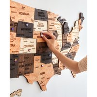 Us Reise Karte, Push Pin Holz Karte Der Vereinigten Staaten, Wohnung Dekor Neue Geschenk, Usa Wand von WoodyWoodUA