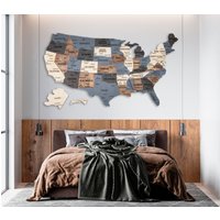 Usa Pin Karte Reise Geschenk - Holz Us Travel Map Board United States Wall Art New Home Wohnung Wohnungserwärmer von WoodyWoodUA