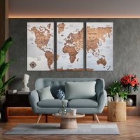 Weltkarte Push Pin Pinnwand, Kork Holz Reisekarte, Pinnwand Wohnung Dekor, Über Bett Dekor von WoodyWoodUA
