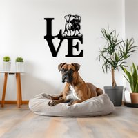 Boxer Hundeschild Holz Wandkunst. Personalisierter Hundeliebe-Wandbehang Mit Hundeportrait, Hunde-Wohndekoration Aus Holz. Personalisiertes Geschenk von WoodyardStore