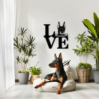 Dobermann Holzschild Haustier Wandkunst. Niedliches Hundeportrait Love Dekor. Personalisiertes Geschenk Für Papa von WoodyardStore