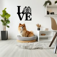 Pommern Wandkunst Holzhundedekor. Personalisiertes Hundeschild Mit Love Schriftzug. Holz Wandschmuck Für Hundebesitzer. Niedliches Spitz Mama von WoodyardStore