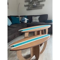 Balanceboard Couchtisch Mit Absteckbare Tischbeinen, Boarde Oder Bestaune Dein Board, Optional Korkrolle, Surfbrett Tisch | Woodybalance Balanceboard Couchtisch Mit Absteckbare Tischbeinen, Boarde Oder Bestaune Dein Board, Optional Korkrolle, Surfbrett Tisch | Woodybalance von Woodybalance