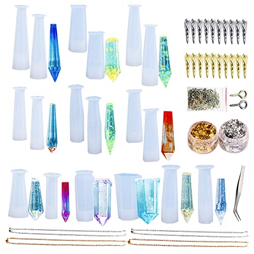 Woohome 46 Stück Silikonform Gießform, 18 Stück Schmuck Silikonform Resin Form und Formzubehör zur Herstellung von Halskettenanhängern und Ohrringen Woohome 46 Stück Silikonform Gießform, 18 Stück Schmuck Silikonform Resin Form und Formzubehör zur Herstellung von Halskettenanhängern und Ohrringen von Woohome