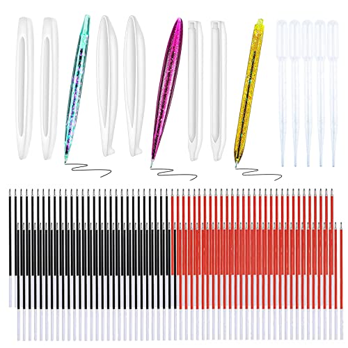 Woohome 111 Stück Epoxidharz Formen Stifte, 6 Stück Stift Silikonformen Stift Resin Gießharz Silikonform Gießformen 100 Stück Nachfüllungen, 5 Stück Plastiktropfen für Kunstharz Gießen von Woohome