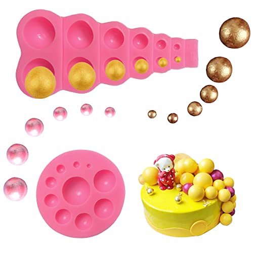 Woohome 2 Stück Silikon Perle Fondant Form Silikon Perle Fondant Silikonform Halbkugel Formen Fondant Form für Kuchen Runde Perlen Blasen Perle Kuchen Form für Kuchen Schokolade Süßigkeiten von Woohome