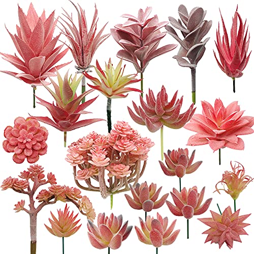 Woohome 20 Stück Künstliche Sukkulenten Rot Unfotted Faux Blume Sukkulenten Sukkulenten Künstlich Gemischt für Zuhause Indoor Fairy Garden Dekorationen von N\A