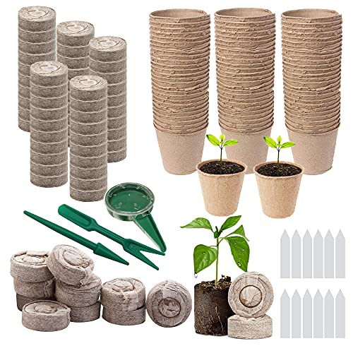 Woohome 202 Stück Abbaubare Anzuchttöpfe und Quelltabletten Torf, Kokos Quelltabletten mit Nährstoffen, Biologisch Abbaubare Faser Samentttöpfe für Sämling mit Kunststoff Pflanzenetiketten (STYLE-1) Woohome 202 Stück Abbaubare Anzuchttöpfe und Quelltabletten Torf, Kokos Quelltabletten mit Nährstoffen, Biologisch Abbaubare Faser Samentttöpfe für Sämling mit Kunststoff Pflanzenetiketten (STYLE-1) von Woohome