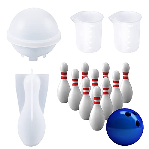 Woohome Bowling Gießform Silikonform Resin Silikonform Bowling Schmuck Silikonform mit Silikon Messbecher für 3D DIY Herstellung Handgemachtes Heimwerken von Woohome