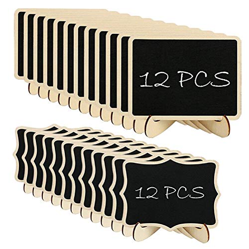 Woohome Mini Tafel Set, 24 Stück Holz Tafel mit Stand Füße für Message Board Signs, Hochzeiten und Party von Woohome