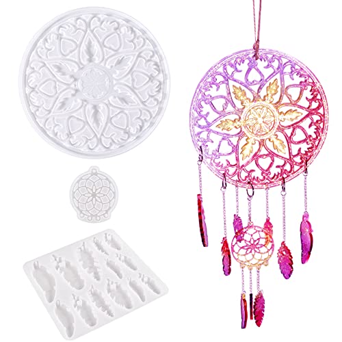 Woohome Traumfänger Formen Gießform Silikonform, DIY Dreamcatcher Harz Formen Epoxidharz Formen Silikon Schmuck Resin Form mit Sprungringen, Schnur für Selbstgemachtes Basteln Woohome Traumfänger Formen Gießform Silikonform, DIY Dreamcatcher Harz Formen Epoxidharz Formen Silikon Schmuck Resin Form mit Sprungringen, Schnur für Selbstgemachtes Basteln von Woohome
