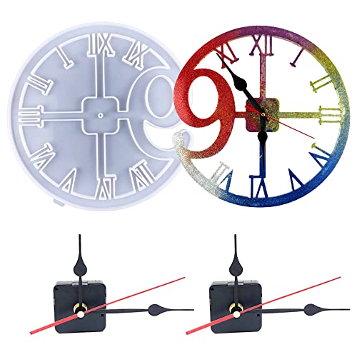 Woohome Uhr Gießform Silikonform, Runden Uhr Harzformen mit Arabischen Ziffern mit Uhrzeiger Schmuck Resin Form für DIY Uhr, Epoxidharz DIY von Woohome