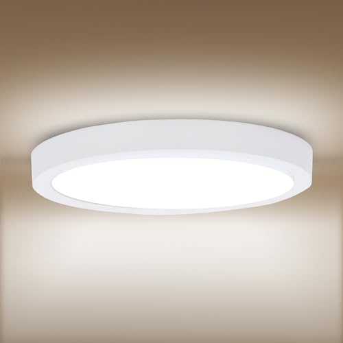 Wookot Deckenlampe LED Deckenleuchte Flach Weiß 18W 4000K 1800LM Rund Badezimmer Lampe Küchenlampe für Bad Küche Schlafzimmer Wohnzimmer Flur Keller Ultra Dünn Ø 23cm von Wookot