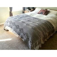 Boho Repeat-Diamond Wool Afghan, Strickdecke, Häkel-Boho von WoolAndWanderByTina