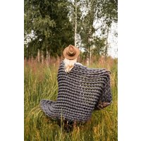 Grobstrick Decke, 100% Merino Wolle Decke Aus Reiner Wolle, Muttertagsgeschenk von WoolArtDesign