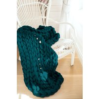 Grobstrick Decke, Bio Merino Wolle Strickdecke, Riesendecke, Einweihungsgeschenk von WoolArtDesign
