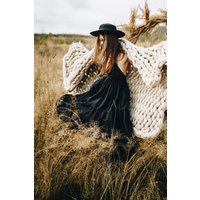 Grobstrick Merino Wolle Überwurf Decke Handgemachtes Super Voluminöses Garn von WoolArtDesign