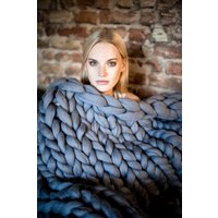 Grobstrick-strickdecke, Premium-Merinowolle-Decke, Armstrickdecke, Chunky-Decke, Einweihungsgeschenk von WoolArtDesign
