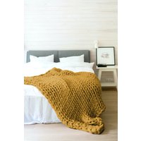 Grobstrick-strickdecke Aus Hochwertiger Bio-Merinowolle, Super Weiche Und Nachhaltige Wolldecke, Grobstrick Decke, Muttertagsgeschenk von WoolArtDesign