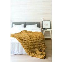 Grobstrick-strickdecke Aus Hochwertiger Bio-Merinowolle, Superweiche Und Nachhaltige Wolldecke, Grobstrick-strickdecke, Einweihungsgeschenk von WoolArtDesign