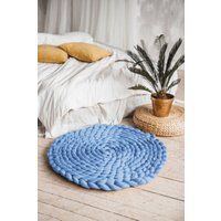 Wollteppich, Kreis Teppich, Akzent Runder Handgestrickter Teppich von WoolArtDesign