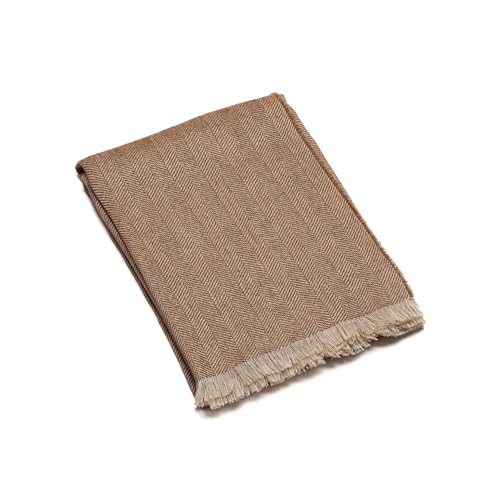 WoolMe Wolldecke Zimt 130x180cm Hubert - Kuscheldecke flauschig aus 80% Hanf 20% Schurwolle - Plaid Decke perfekt als Sofa Überwurfdecke, Sofadecke, Wohndecke, Couchdecke, Hergestellt in Litauen von WoolMe