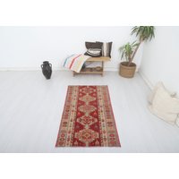 Handgefertigter Oushak Wollteppich Kleiner Vintage Teppich 100x150 cm von WoolRugsTR