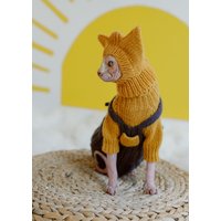 Gelbe Katzenmütze Handgestrickte Sphynx Katzenzusätze Haustier Wintermütze Für Haarlose Katze Ohrenwärmer von WoolenWoolShop